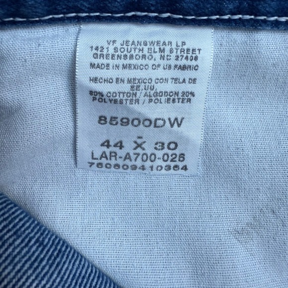 Wrangler Authentic Jeans‎ Mens 44x30 Blue Denim Straight Leg Premium Quality - Picture 6 of 9